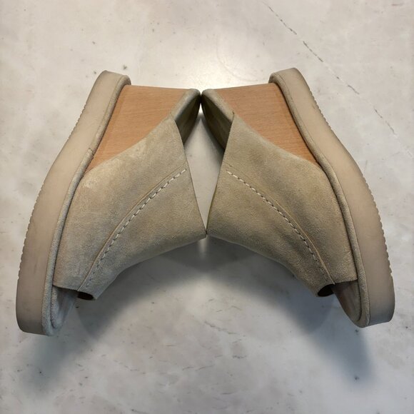 Free People Suede Leather Beige Open Toe Formal Platform Shoes Women's Size 7.5 - Picture 4 of 8
